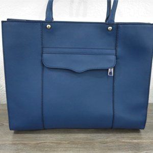 Minkoff Dark Slate Blue Genuine Leather Tote Shoulder Bag Purse